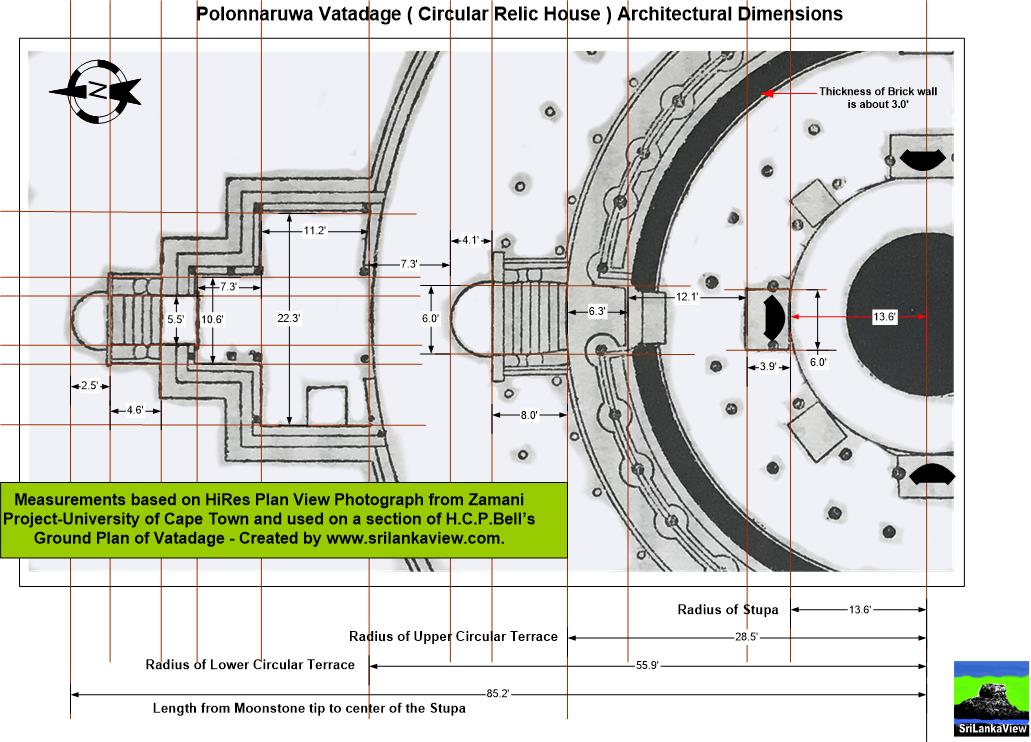 Vatadage Ground Plan with measurements